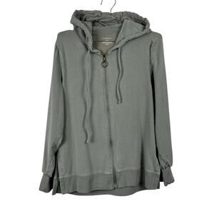 Summersalt Green Full Zip Side Slit Hoodie Small Lightweight Stretch Casual‎
